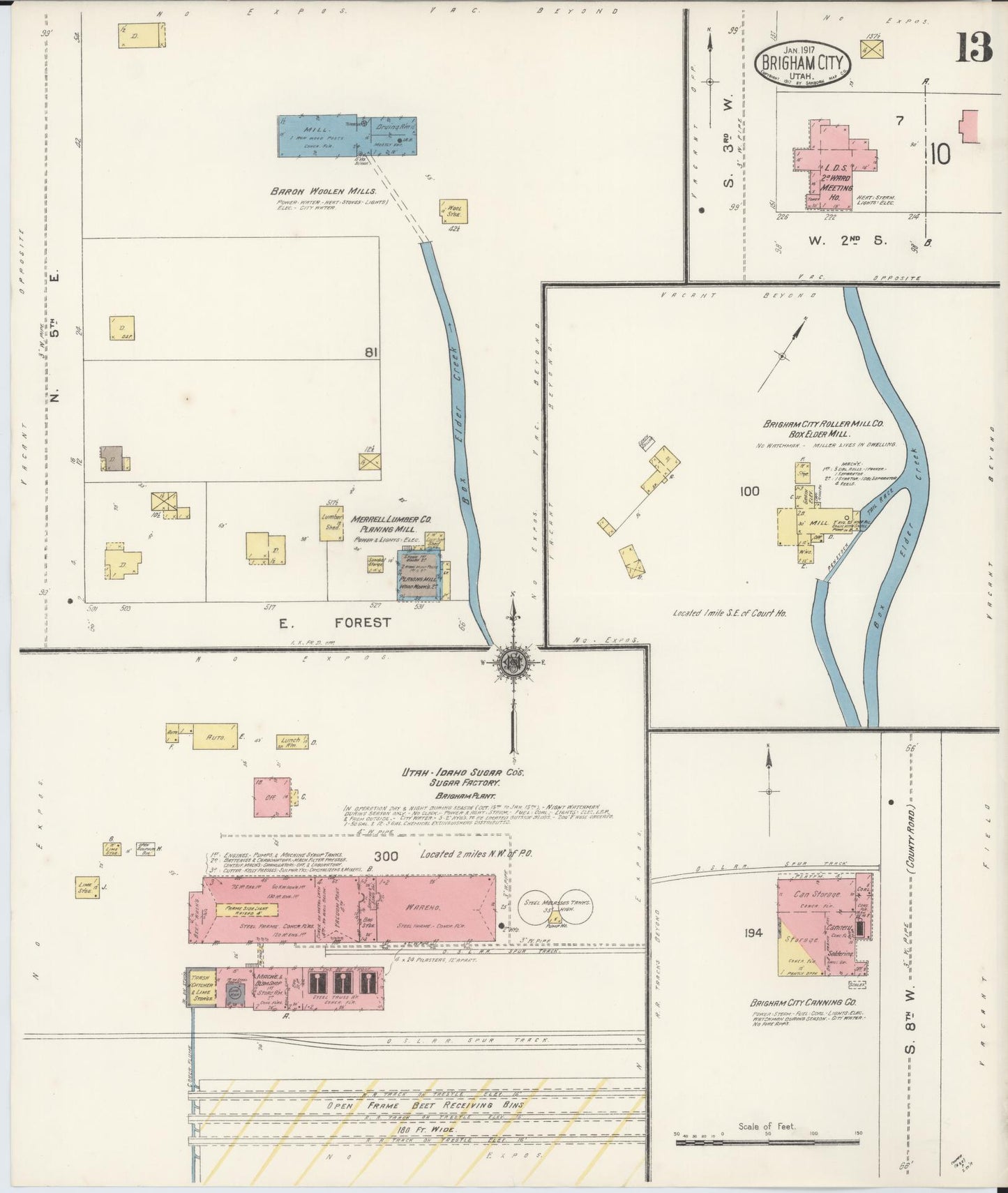 Sanborn Fire Insurance Map from Brigham City, Box Elder County, Utah (1917), Sheet #0013 - Complete Map Set gallery image, historic Sanborn map, vintage wall art, Utah Utah