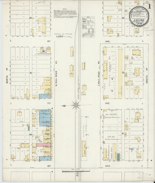 Sanborn Fire Insurance Map from Luling, Caldwell County, Texas (1896), Sheet #0001 - Complete Map Set gallery image, historic Sanborn map, vintage wall art, Texas Texas