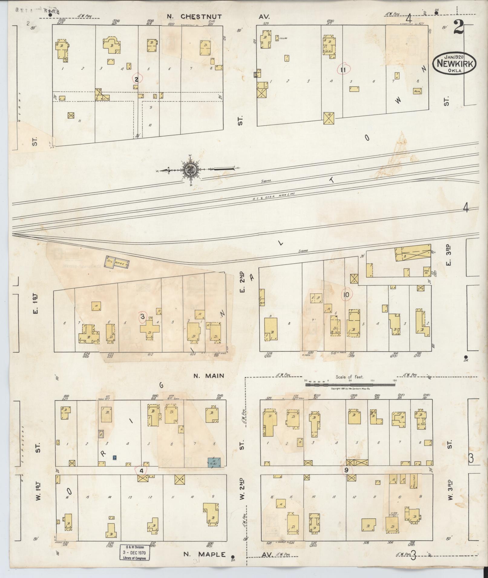 Sanborn Fire Insurance Map from Newkirk, Kay County, Oklahoma (1942), Sheet #0002 - Complete Map Set gallery image, historic Sanborn map, vintage wall art, Oklahoma Oklahoma