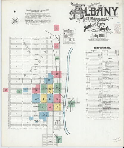 Sanborn Fire Insurance Map from Albany, Dougherty County, Georgia (1900), Sheet #0001 - Complete Map Set gallery image, historic Sanborn map, vintage wall art, Georgia Georgia