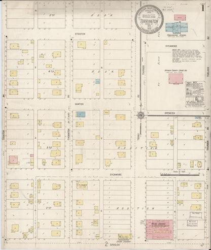 Sanborn Fire Insurance Map from Torrington, Goshen County, Wyoming (1918), Sheet #0001 - Complete Map Set gallery image, historic Sanborn map, vintage wall art, Wyoming Wyoming