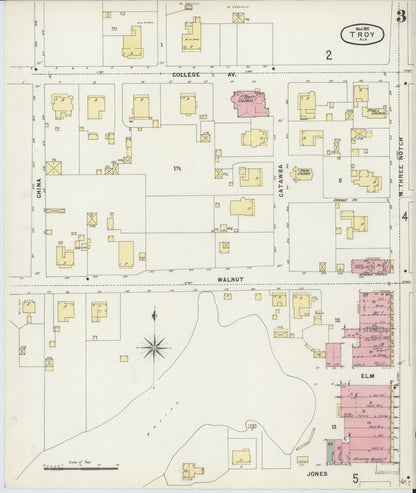 Sanborn Fire Insurance Map from Troy, Pike County, Alabama (1897), Sheet #0003 - Complete Map Set gallery image, historic Sanborn map, vintage wall art, Alabama Alabama