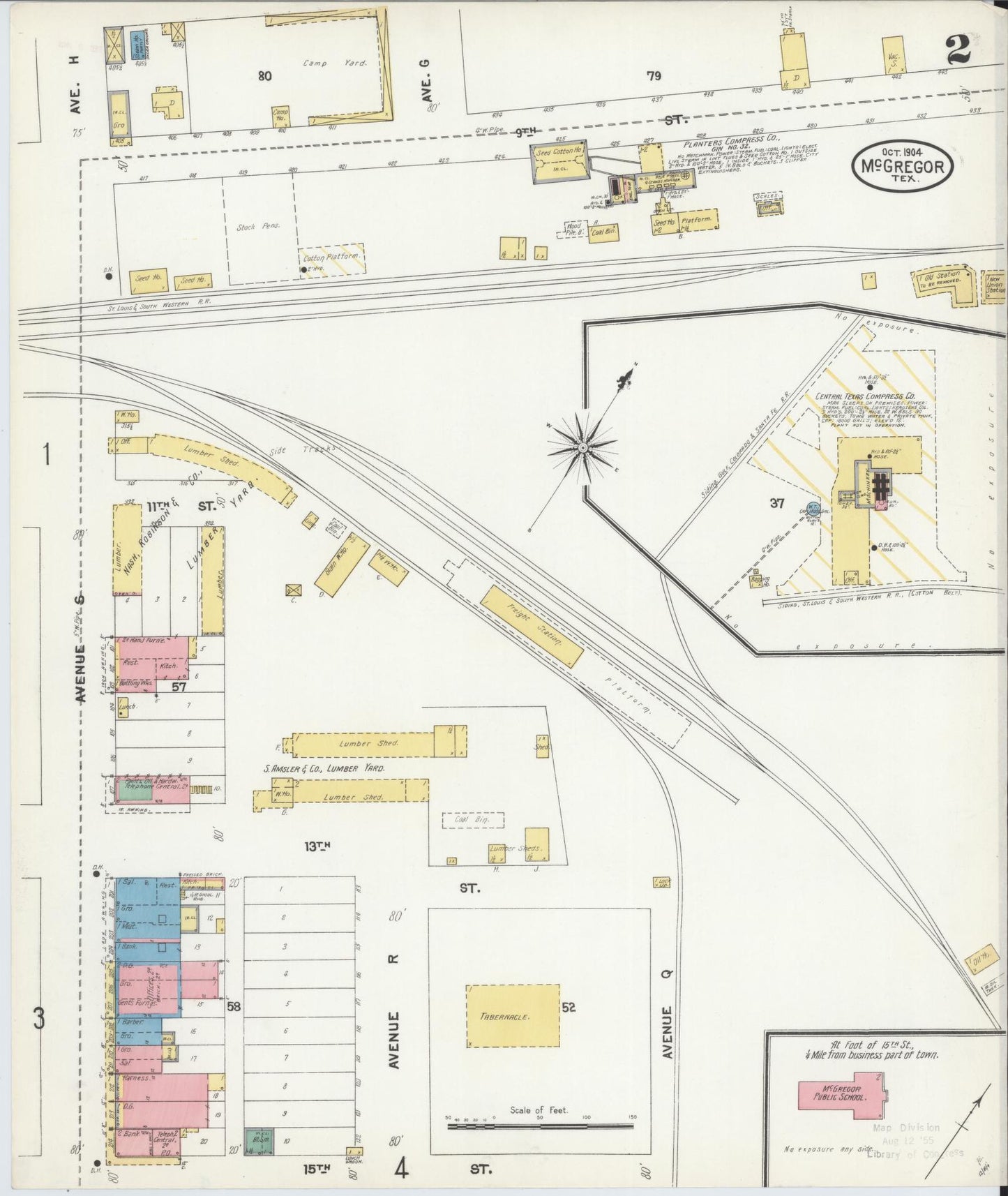 Sanborn Fire Insurance Map from McGregor, McLennan County, Texas (1904), Sheet #0002 - Historic Sanborn Fire Insurance Map Print, vintage old map wall art, antique decor, genealogy gift, Texas Texas map