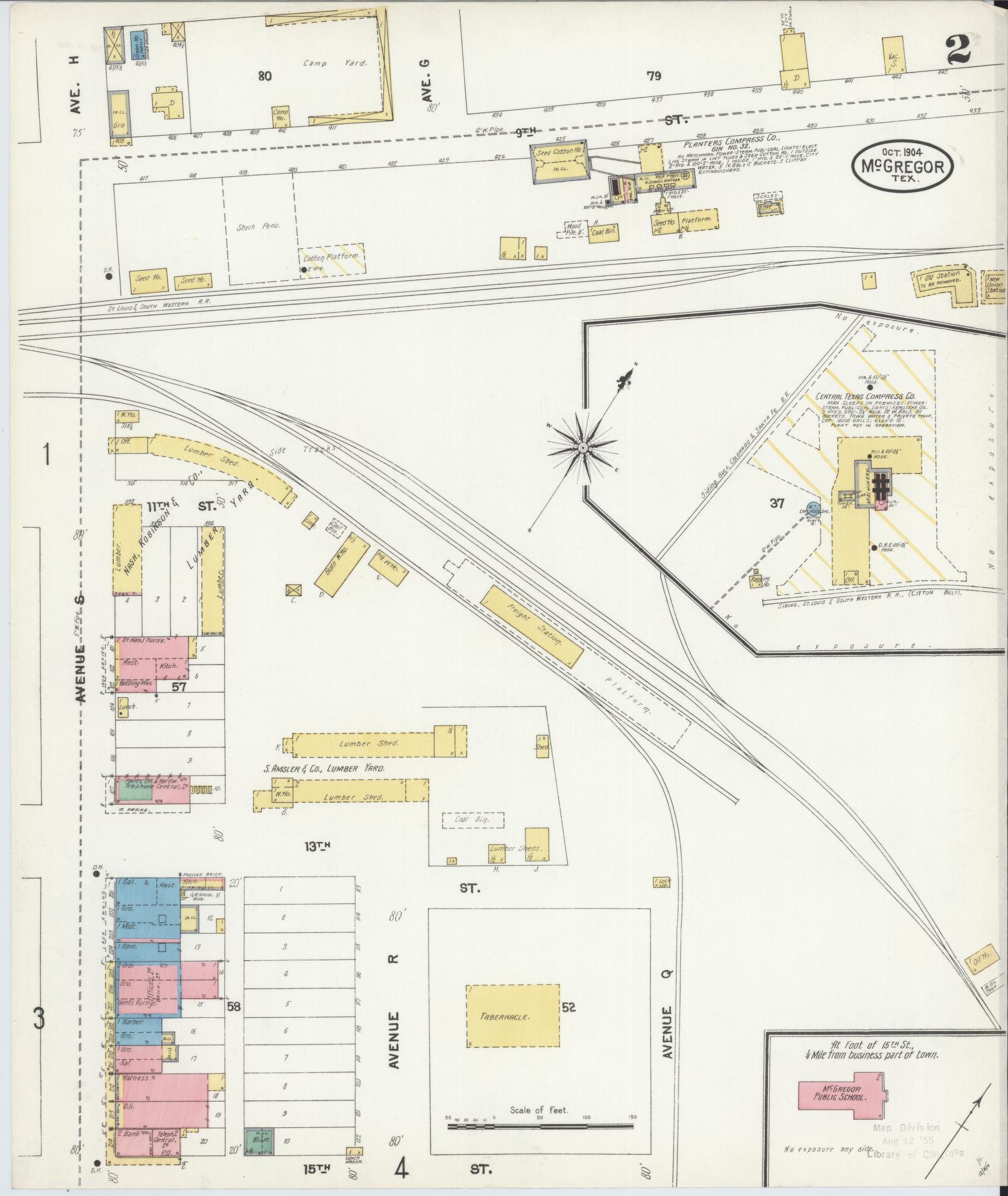 Sanborn Fire Insurance Map from McGregor, McLennan County, Texas (1904), Sheet #0002 - Historic Sanborn Fire Insurance Map Print, vintage old map wall art, antique decor, genealogy gift, Texas Texas map