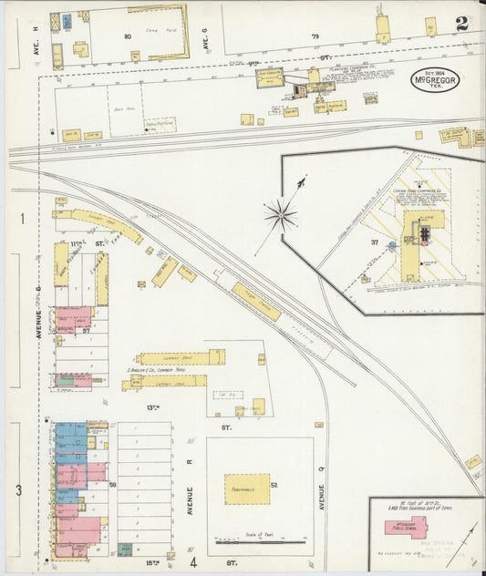 Sanborn Fire Insurance Map from McGregor, McLennan County, Texas (1904), Sheet #0002 - Historic Sanborn Fire Insurance Map Print, vintage old map wall art, antique decor, genealogy gift, Texas Texas map