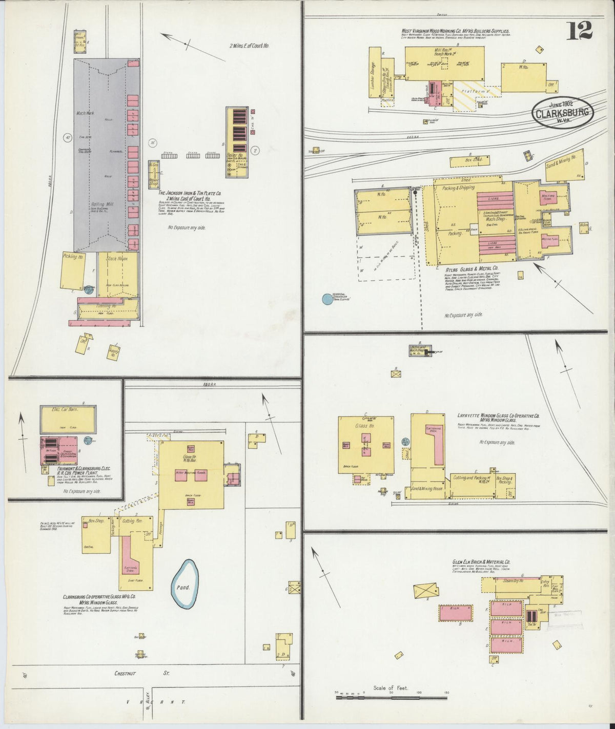 Sanborn Fire Insurance Map from Clarksburg, Harrison County, West Virginia (1902), Sheet #0012 - Complete Map Set gallery image, historic Sanborn map, vintage wall art, West Virginia West Virginia
