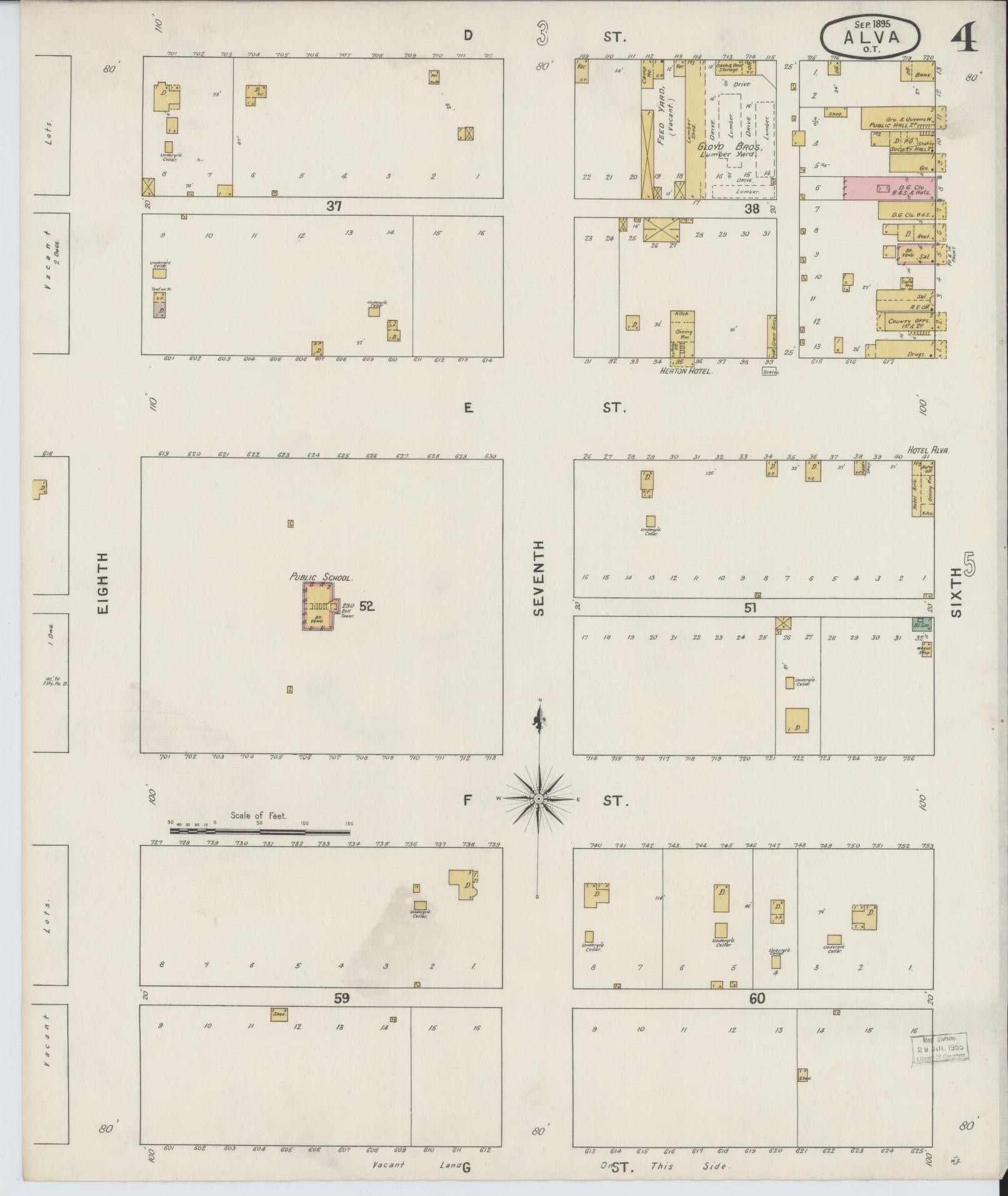 Sanborn Fire Insurance Map from Alva, Woods County, Oklahoma (1895), Sheet #0004 - Historic Sanborn Fire Insurance Map Print, vintage old map wall art, antique decor, genealogy gift, Oklahoma Oklahoma map
