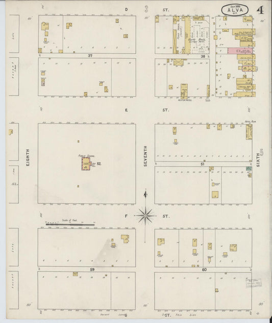 Sanborn Fire Insurance Map from Alva, Woods County, Oklahoma (1895), Sheet #0004 - Historic Sanborn Fire Insurance Map Print, vintage old map wall art, antique decor, genealogy gift, Oklahoma Oklahoma map