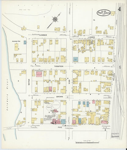Sanborn Fire Insurance Map from Port Jervis, Orange County, New York (1912), Sheet #0004 - Complete Map Set gallery image, historic Sanborn map, vintage wall art, New York New York