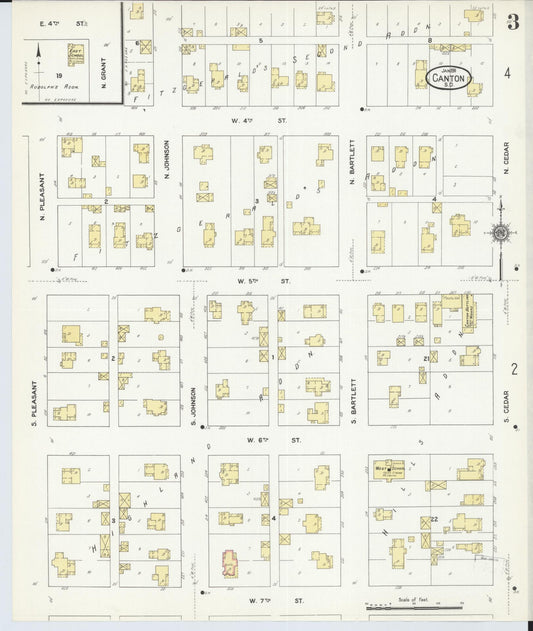 Sanborn Fire Insurance Map from Canton, Lincoln County, South Dakota (1911), Sheet #0003 - Historic Sanborn Fire Insurance Map Print, vintage old map wall art, antique decor, genealogy gift, South Dakota South Dakota map