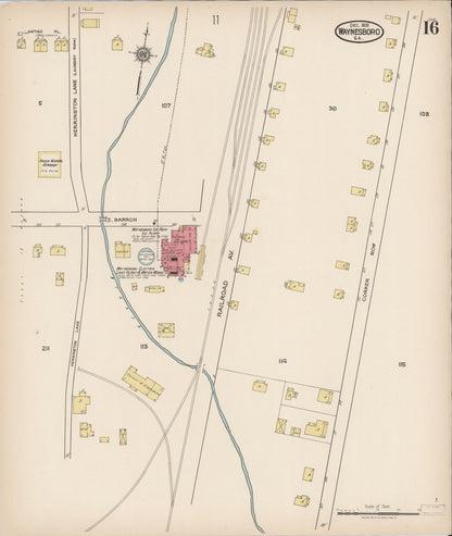 Sanborn Fire Insurance Map from Waynesboro, Burke County, Georgia (1921), Sheet #0016 - Complete Map Set gallery image, historic Sanborn map, vintage wall art, Georgia Georgia