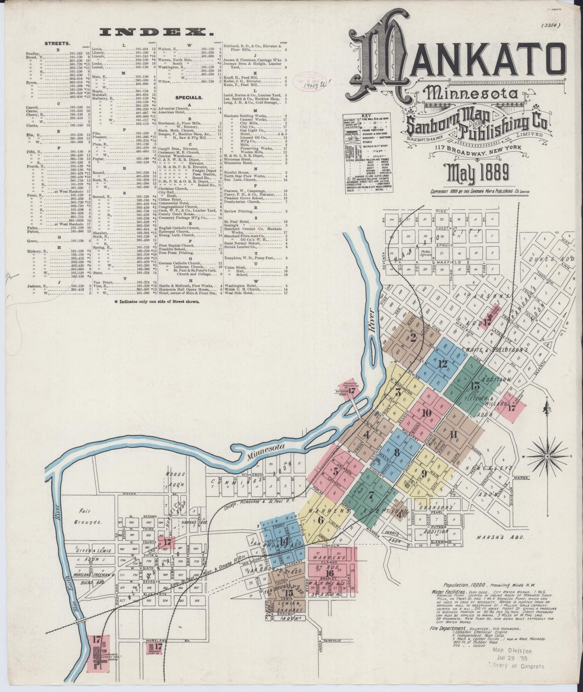 Sanborn Fire Insurance Map from Mankato, Blue Earth County, Minnesota (1889), Sheet #0001 - Complete Map Set gallery image, historic Sanborn map, vintage wall art, Minnesota Minnesota