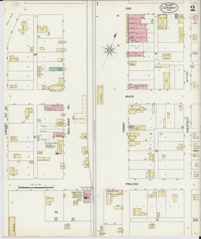 Sanborn Fire Insurance Map from Conway, Faulkner County, Arkansas (1897), Sheet #0002 - Complete Map Set gallery image, historic Sanborn map, vintage wall art, Arkansas Arkansas