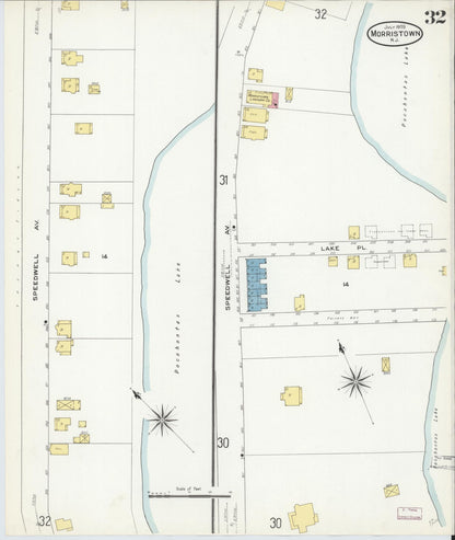 Sanborn Fire Insurance Map from Morristown, Morris County, New Jersey (1909), Sheet #0032 - Complete Map Set gallery image, historic Sanborn map, vintage wall art, New Jersey New Jersey