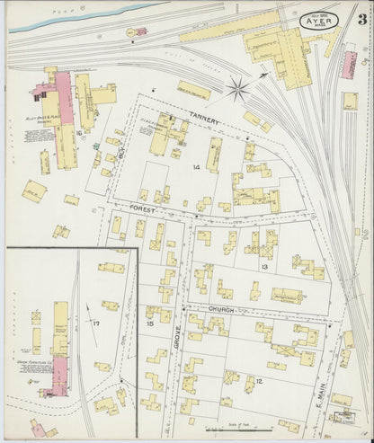 Sanborn Fire Insurance Map from Ayer, Middlesex County, Massachusetts (1892), Sheet #0003 - Complete Map Set gallery image, historic Sanborn map, vintage wall art, Massachusetts Massachusetts