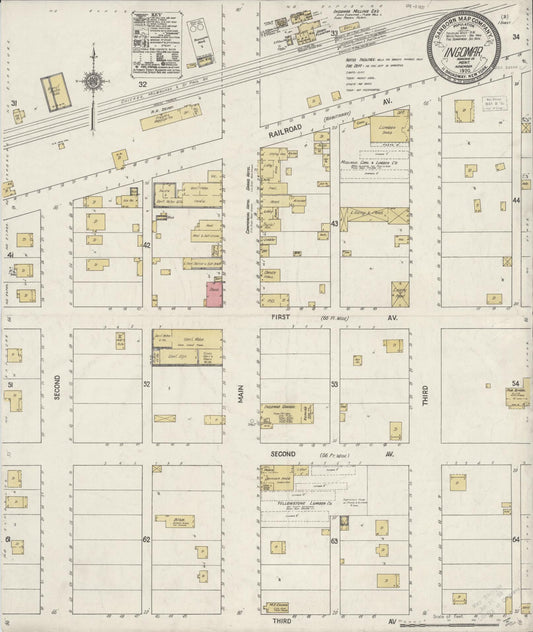 Sanborn Fire Insurance Map from Ingomar, Rosebud County, Montana (1920), Sheet #0001 - Historic Sanborn Fire Insurance Map Print, vintage old map wall art, antique decor, genealogy gift, Montana Montana map