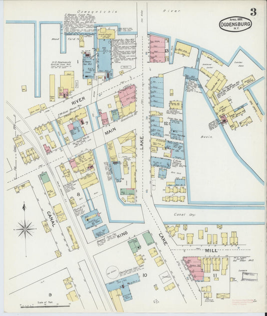 Sanborn Fire Insurance Map from Ogdensburg, St. Lawrence County, New York (1892), Sheet #0002 - Historic Sanborn Fire Insurance Map Print, vintage old map wall art, antique decor, genealogy gift, New York New York map