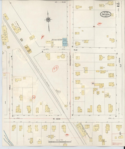 Sanborn Fire Insurance Map from Dryden, Tompkins County, New York (1937), Sheet #0002 - Historic Sanborn Fire Insurance Map Print, vintage old map wall art, antique decor, genealogy gift, New York New York map