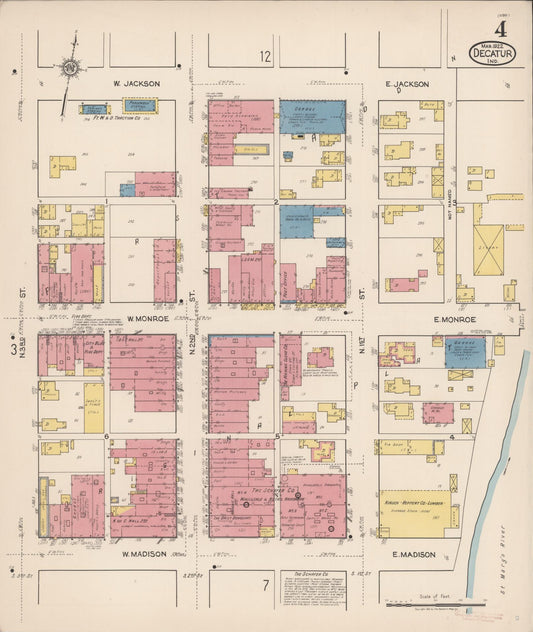 Sanborn Fire Insurance Map from Decatur, Adams County, Indiana (1922), Sheet #0004 - Historic Sanborn Fire Insurance Map Print, vintage old map wall art, antique decor, genealogy gift, Indiana Indiana map