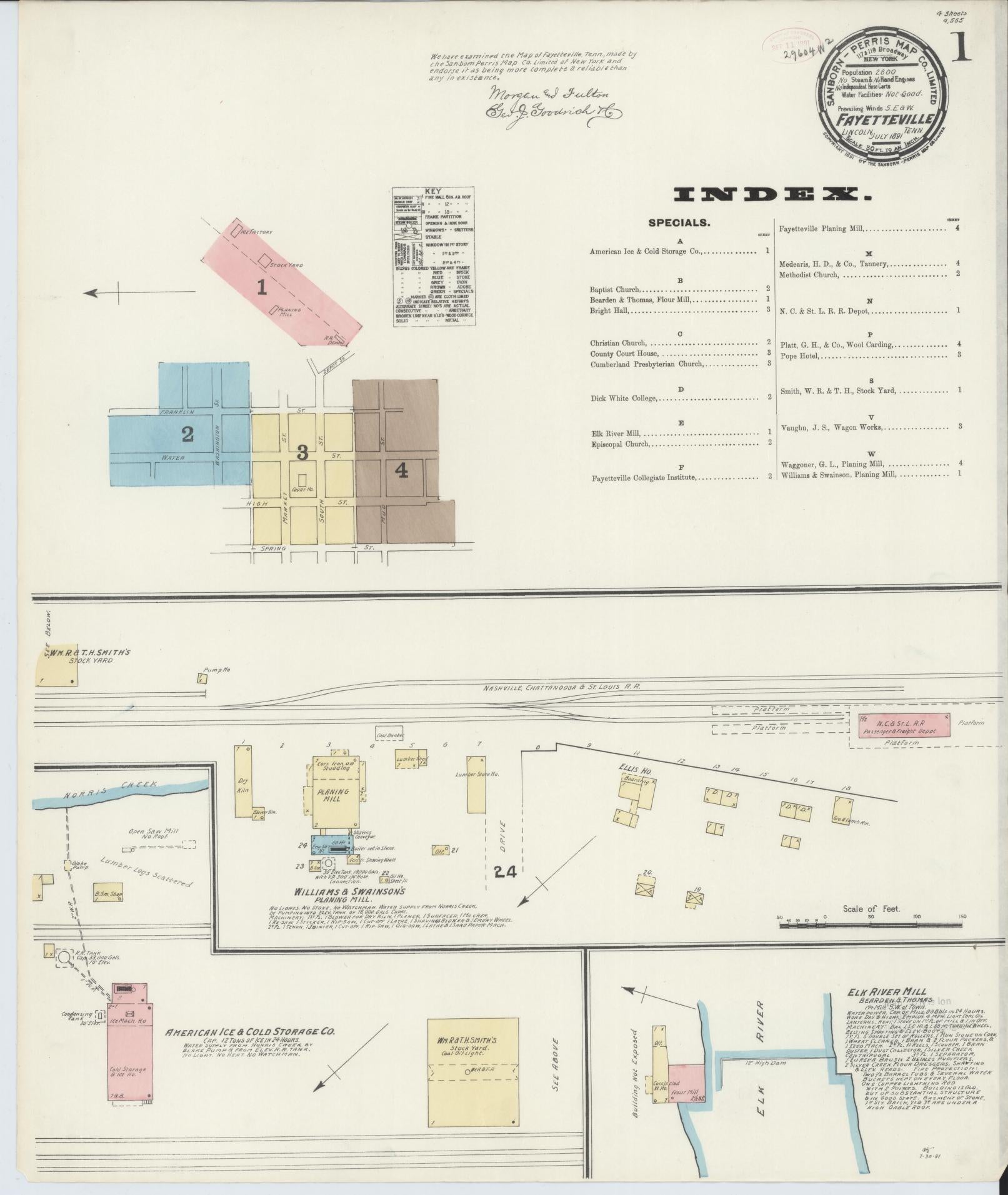 Sanborn Fire Insurance Map from Fayetteville, Lincoln County, Tennessee. (1891) – Historic Sanborn Fire Insurance Map Print