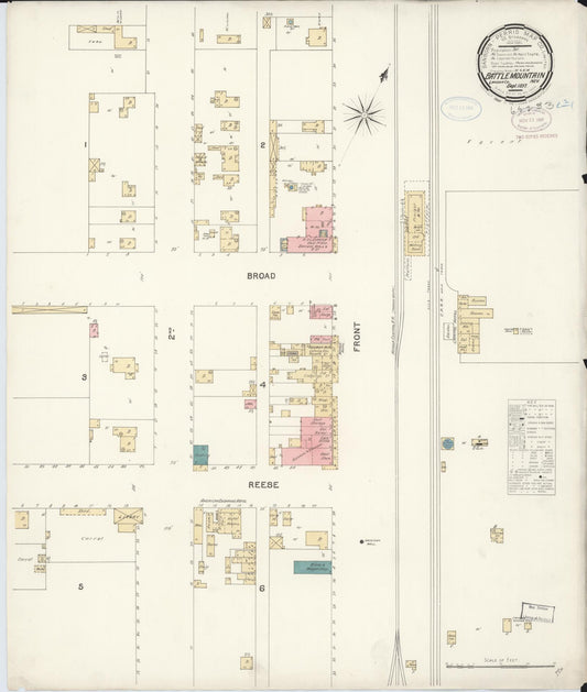 Sanborn Fire Insurance Map from Battle Mountain, Lander County, Nevada (1897), Sheet #0001 - Historic Sanborn Fire Insurance Map Print, vintage old map wall art, antique decor, genealogy gift, Nevada Nevada map