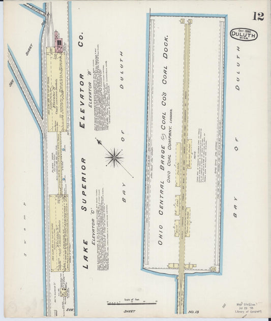 Sanborn Fire Insurance Map from Duluth, Saint Louis County, Minnesota (1885), Sheet #0012 - Historic Sanborn Fire Insurance Map Print, vintage old map wall art, antique decor, genealogy gift, Minnesota Minnesota map