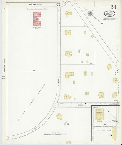 Sanborn Fire Insurance Map from Bryan, Brazos County, Texas (1912), Sheet #0024 - Complete Map Set gallery image, historic Sanborn map, vintage wall art, Texas Texas