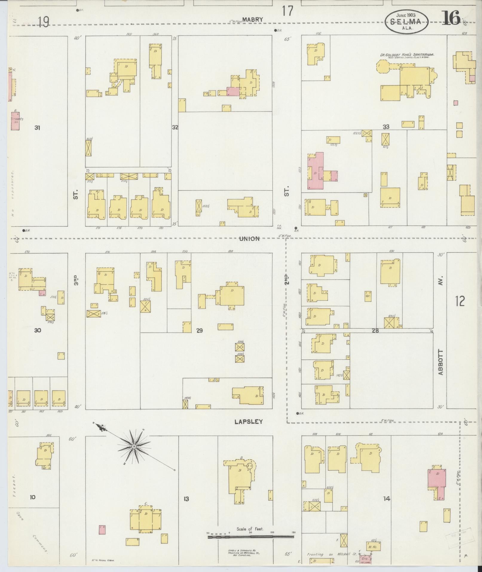 Sanborn Fire Insurance Map from Selma, Dallas County, Alabama (1903), Sheet #0016 - Complete Map Set gallery image, historic Sanborn map, vintage wall art, Alabama Alabama
