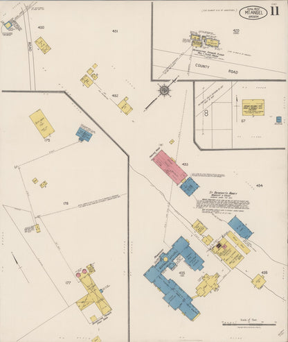 Sanborn Fire Insurance Map from Mount Angel, Marion County, Oregon (1922), Sheet #0011 - Complete Map Set gallery image, historic Sanborn map, vintage wall art, Oregon Oregon