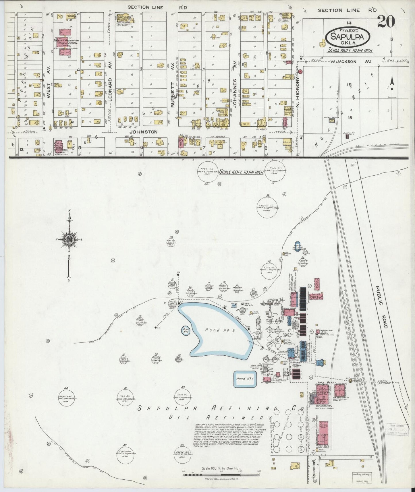 Sanborn Fire Insurance Map from Sapulpa, Creek County, Oklahoma (1920), Sheet #0020 - Complete Map Set gallery image, historic Sanborn map, vintage wall art, Oklahoma Oklahoma