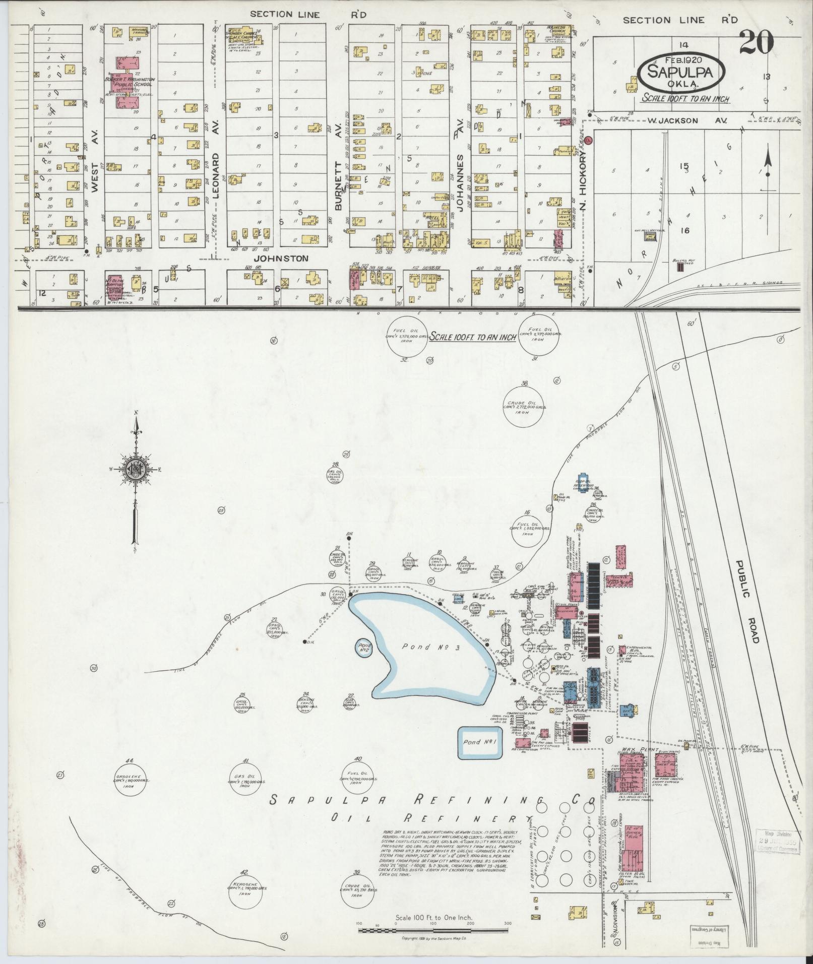 Sanborn Fire Insurance Map from Sapulpa, Creek County, Oklahoma (1920), Sheet #0020 - Complete Map Set gallery image, historic Sanborn map, vintage wall art, Oklahoma Oklahoma