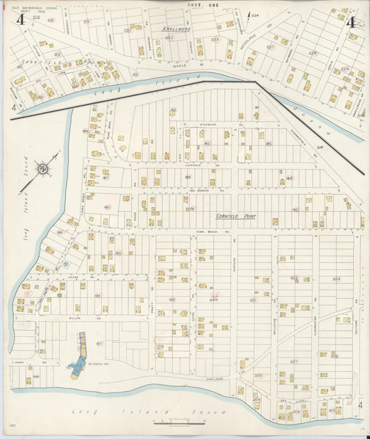 Sanborn Fire Insurance Map from Old Saybrook, Middlesex County, Connecticut (1943), Sheet #0004 - Historic Sanborn Fire Insurance Map Print, vintage old map wall art, antique decor, genealogy gift, Connecticut Connecticut map