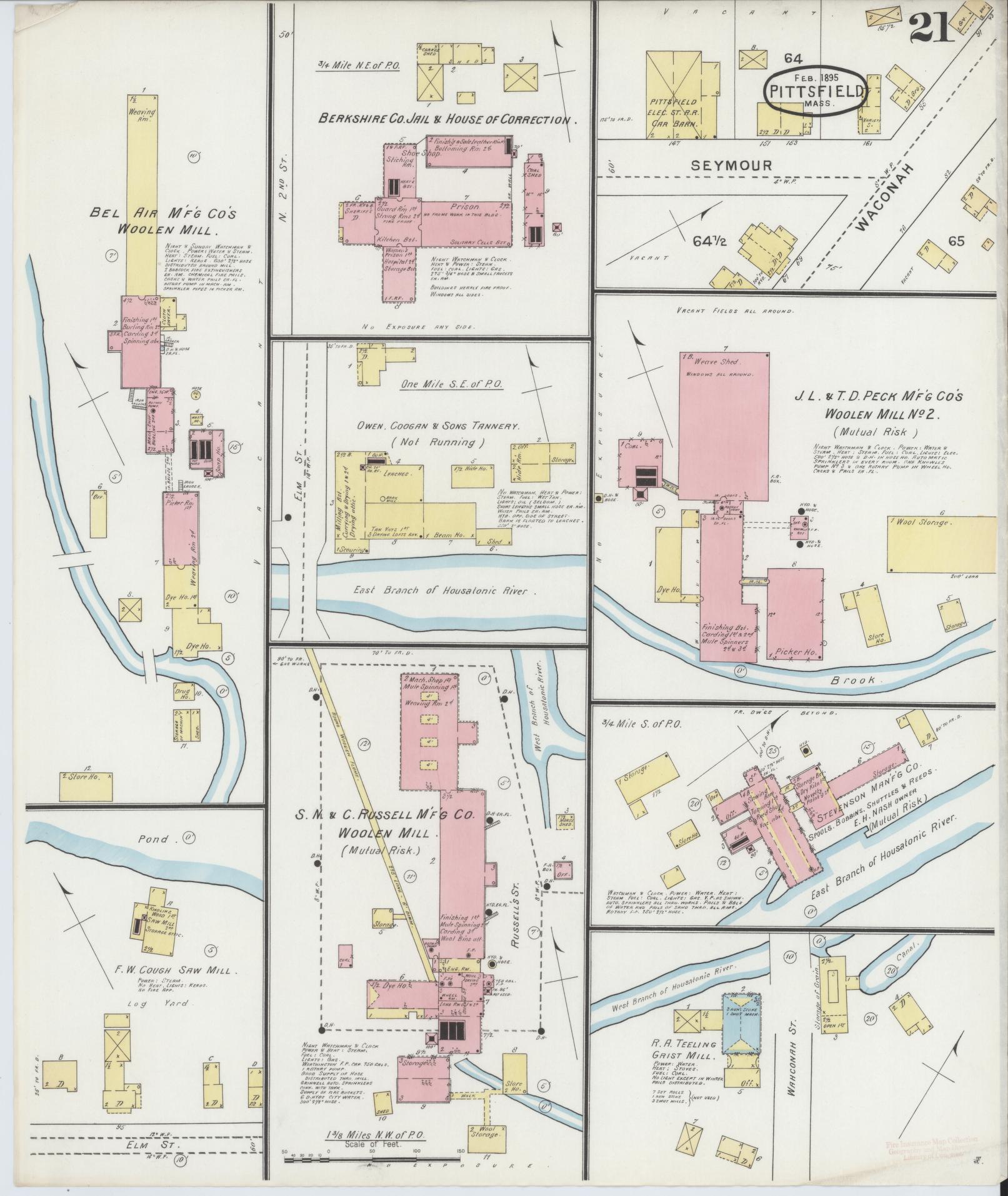 Sanborn Fire Insurance Map from Pittsfield, Berkshire County, Massachusetts (1895), Sheet #0021 - Complete Map Set gallery image, historic Sanborn map, vintage wall art, Massachusetts Massachusetts