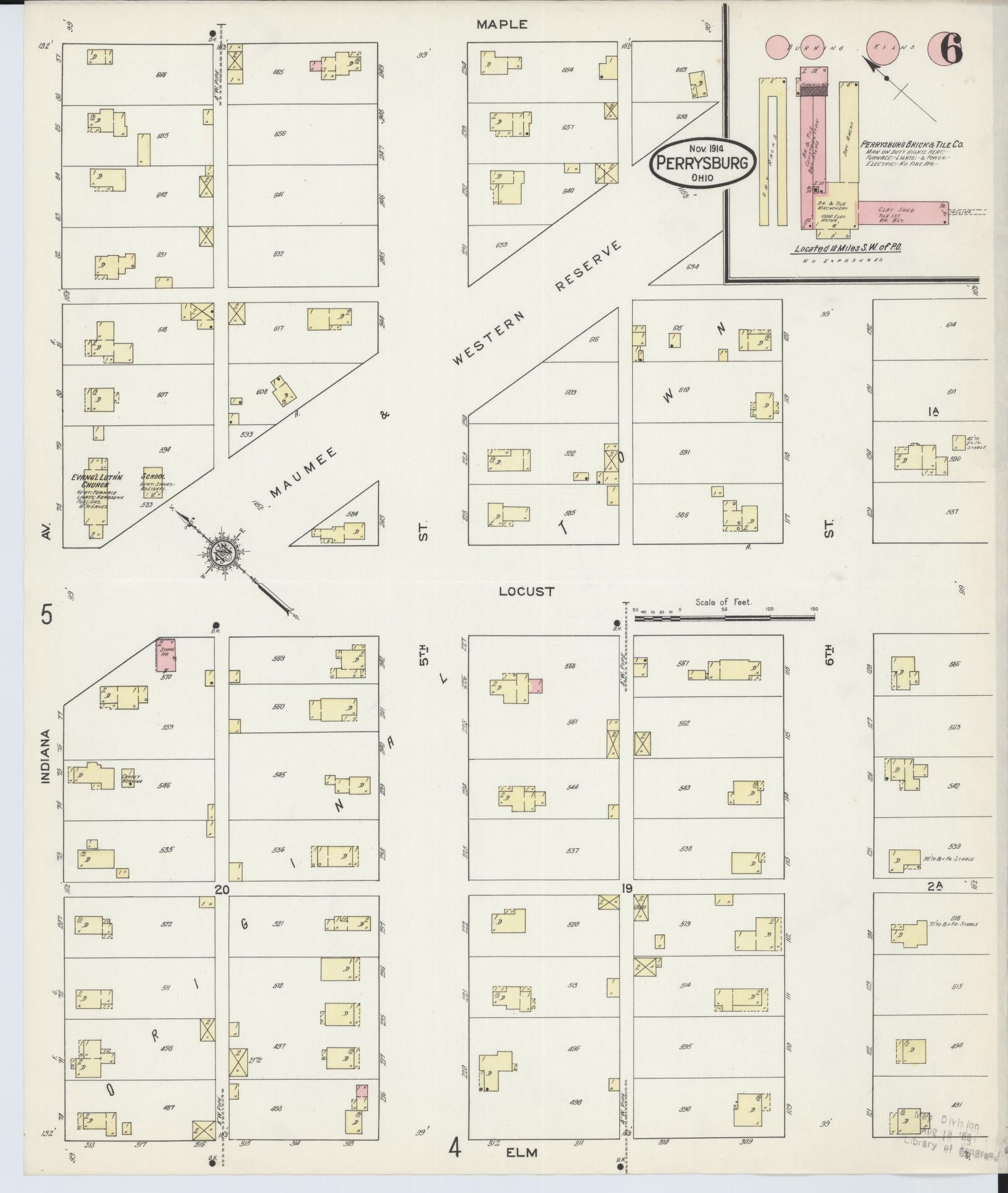 Sanborn Fire Insurance Map from Perrysburg, Wood County, Ohio (1914), Sheet #0006 - Complete Map Set gallery image, historic Sanborn map, vintage wall art, Ohio Ohio