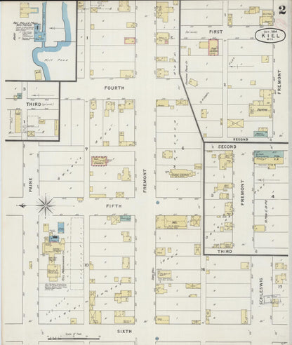 Sanborn Fire Insurance Map from Kiel, Manitowoc and Calumet Counties, Wisconsin (1894), Sheet #0002 - Complete Map Set gallery image, historic Sanborn map, vintage wall art, Wisconsin Wisconsin