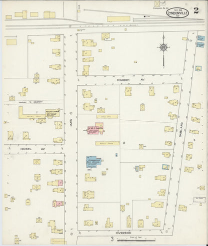 Sanborn Fire Insurance Map from Lyndonville, Orleans County, New York (1914), Sheet #0002 - Historic Sanborn Fire Insurance Map Print, vintage old map wall art, antique decor, genealogy gift, New York New York map