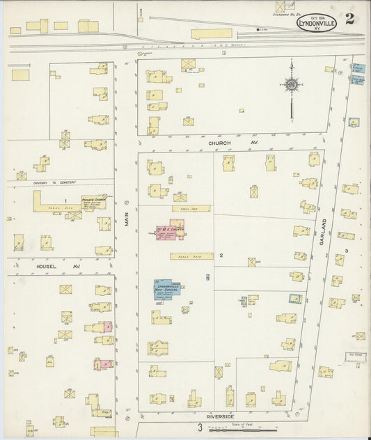 Sanborn Fire Insurance Map from Lyndonville, Orleans County, New York (1914), Sheet #0002 - Historic Sanborn Fire Insurance Map Print, vintage old map wall art, antique decor, genealogy gift, New York New York map