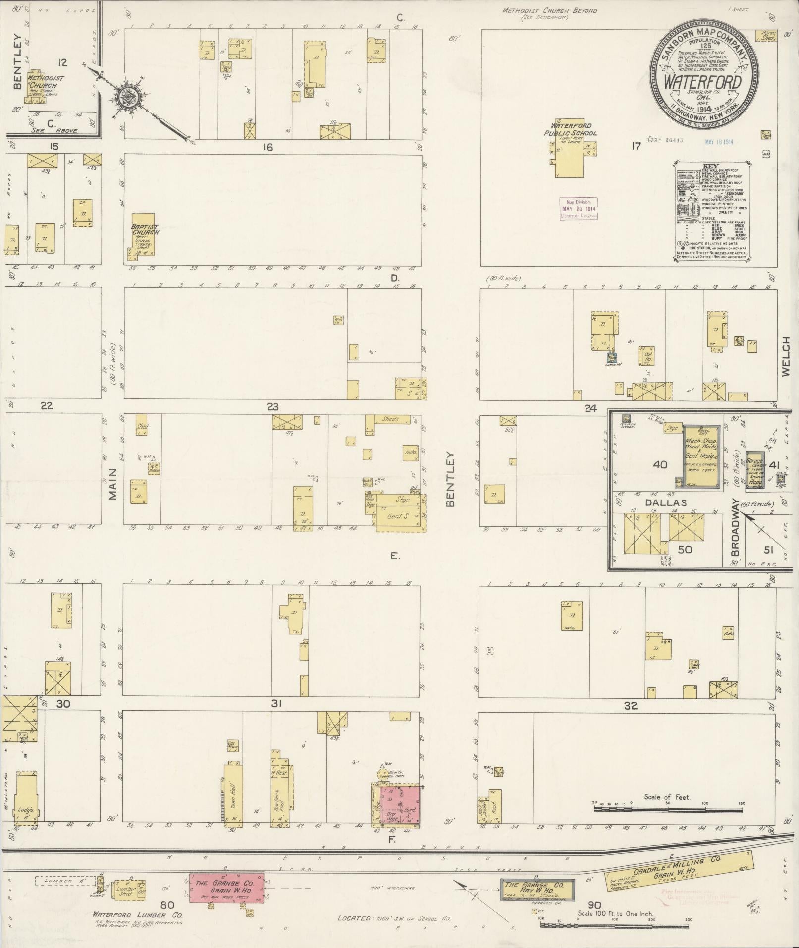 Sanborn Fire Insurance Map from Waterford, Stanislaus County, California (1914), Sheet #0001 - Complete Map Set gallery image, historic Sanborn map, vintage wall art, California California