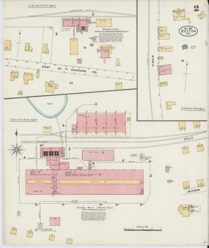 Sanborn Fire Insurance Map from Belton, Anderson County, South Carolina (1906), Sheet #0002 - Complete Map Set gallery image, historic Sanborn map, vintage wall art, South Carolina South Carolina