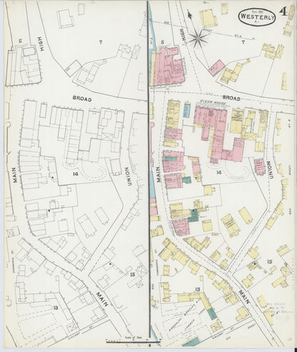 Sanborn Fire Insurance Map from Westerly, Washington County, Rhode Island (1891), Sheet #0004 - Complete Map Set gallery image, historic Sanborn map, vintage wall art, Rhode Island Rhode Island