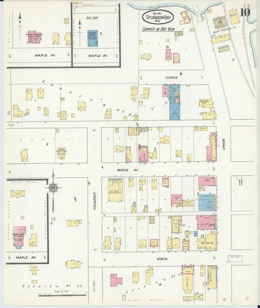 Sanborn Fire Insurance Map from Sturgeon Bay, Door County, Wisconsin (1911), Sheet #0010 - Historic Sanborn Fire Insurance Map Print, vintage old map wall art, antique decor, genealogy gift, Wisconsin Wisconsin map