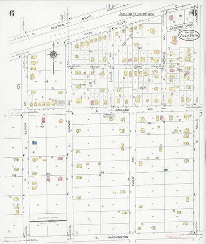 Sanborn Fire Insurance Map from Villa Park, Du Page County, Illinois (1925), Sheet #0006 - Complete Map Set gallery image, historic Sanborn map, vintage wall art, Illinois Illinois