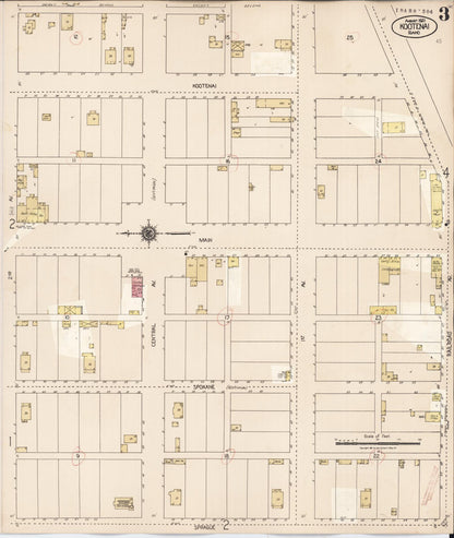 Sanborn Fire Insurance Map from Kootenai, Bonner County, Idaho (1927), Sheet #0003 - Complete Map Set gallery image, historic Sanborn map, vintage wall art, Idaho Idaho