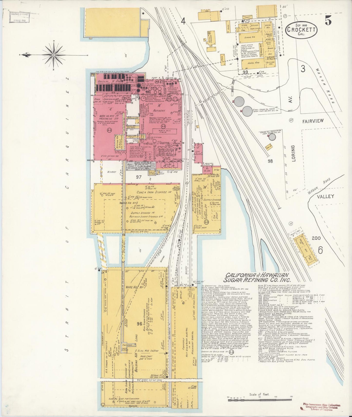 Sanborn Fire Insurance Map from Crockett, Contra Costa County, California (1906), Sheet #0005 - Complete Map Set gallery image, historic Sanborn map, vintage wall art, California California