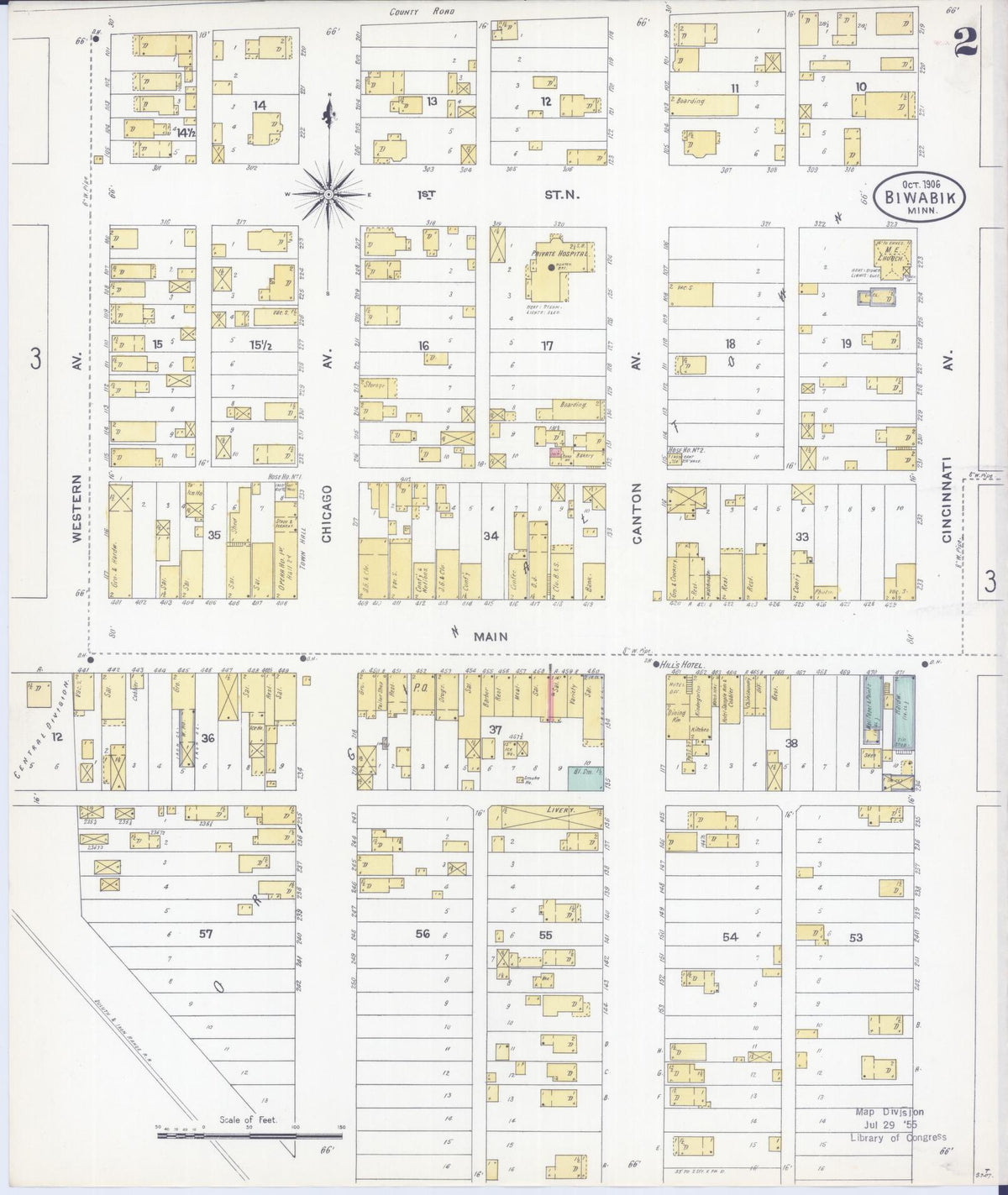 Sanborn Fire Insurance Map from Biwabik, Saint Louis County, Minnesota (1906), Sheet #0002 - Historic Sanborn Fire Insurance Map Print, vintage old map wall art, antique decor, genealogy gift, Minnesota Minnesota map