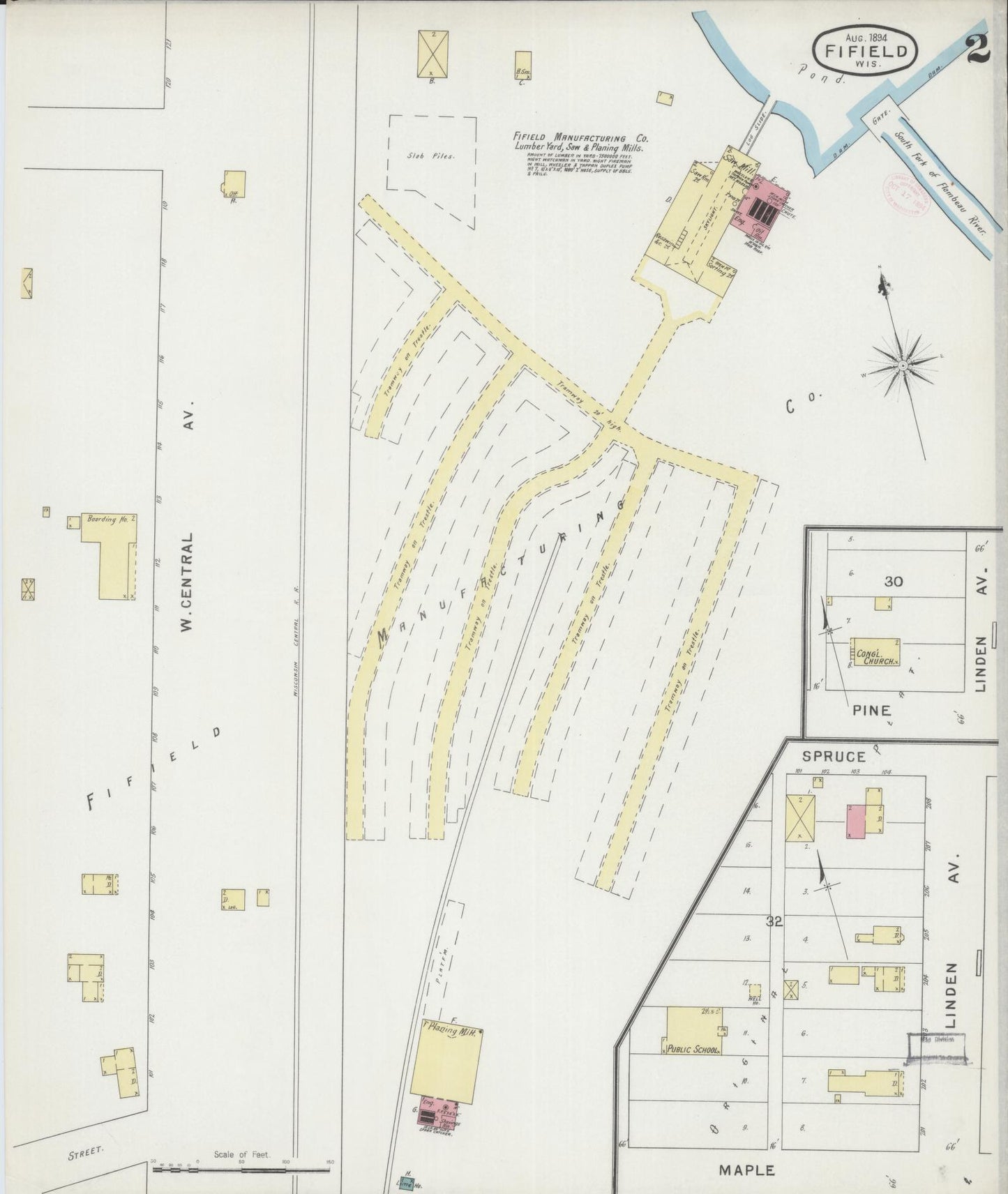 Sanborn Fire Insurance Map from Fifield, Price County, Wisconsin (1894), Sheet #0002 - Complete Map Set gallery image, historic Sanborn map, vintage wall art, Wisconsin Wisconsin