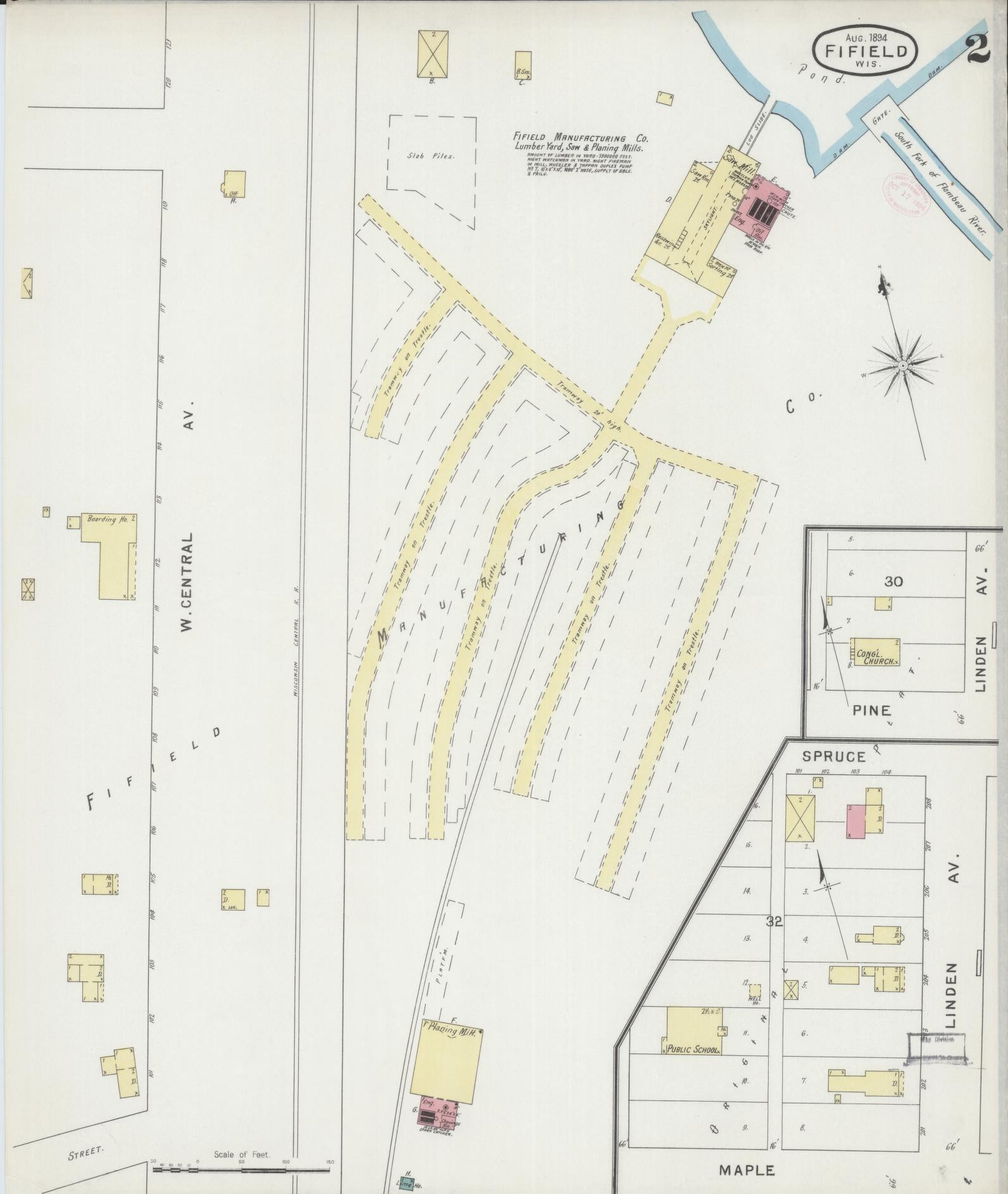 Sanborn Fire Insurance Map from Fifield, Price County, Wisconsin (1894), Sheet #0002 - Complete Map Set gallery image, historic Sanborn map, vintage wall art, Wisconsin Wisconsin