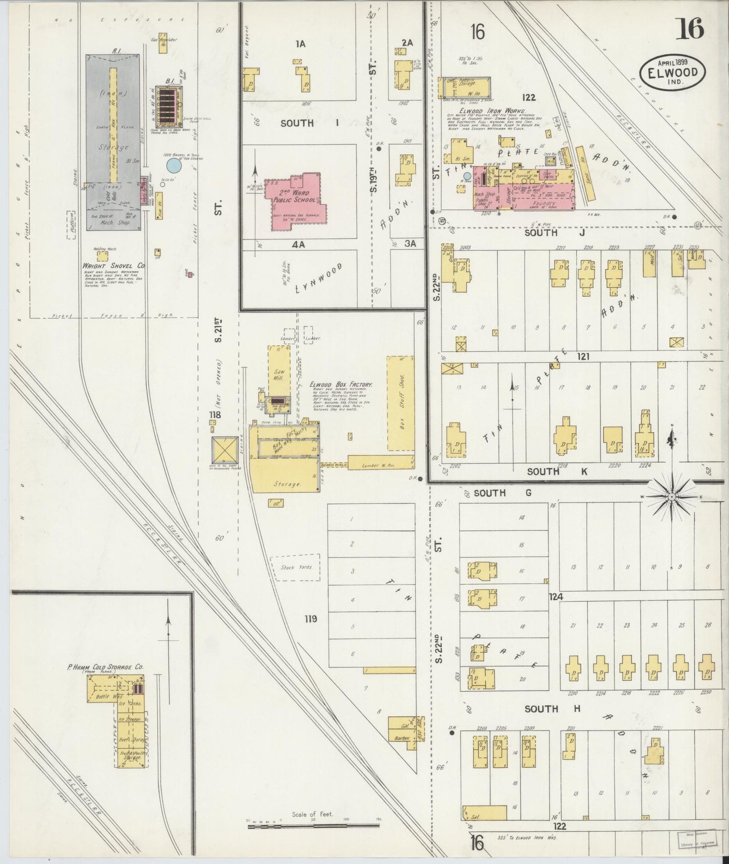Sanborn Fire Insurance Map from Elwood, Madison County, Indiana (1899), Sheet #0016 - Complete Map Set gallery image, historic Sanborn map, vintage wall art, Indiana Indiana