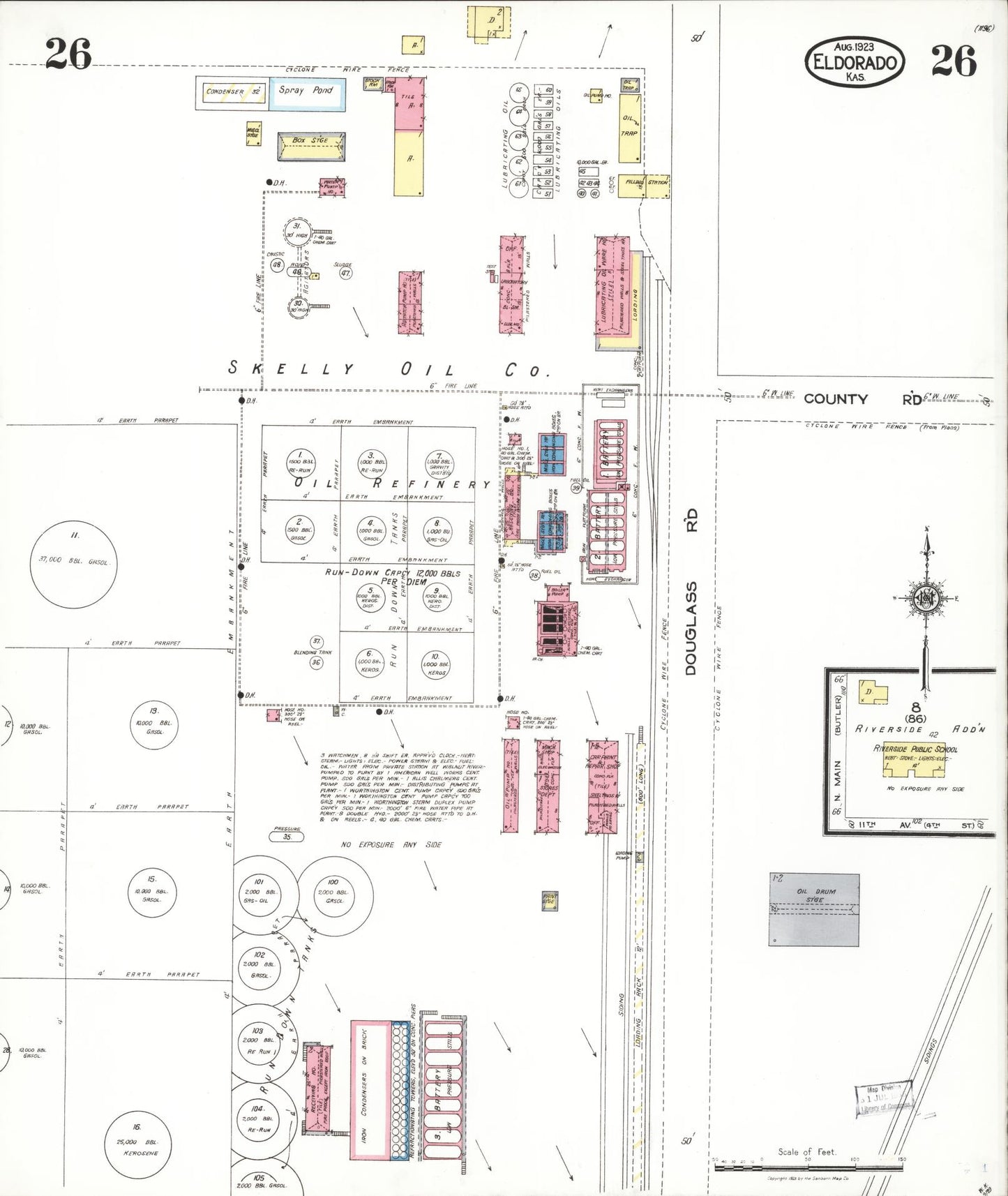 Sanborn Fire Insurance Map from El Dorado, Butler County, Kansas (1923), Sheet #0026 - Complete Map Set gallery image, historic Sanborn map, vintage wall art, Kansas Kansas