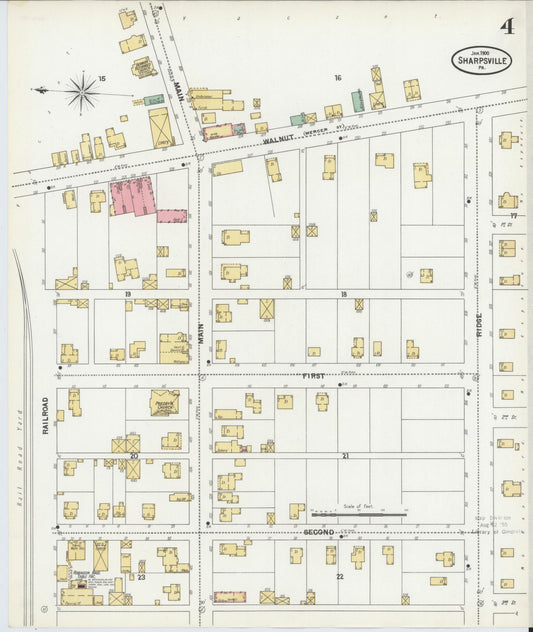 Sanborn Fire Insurance Map from Sharpsville, Mercer County, Pennsylvania (1900), Sheet #0004 - Historic Sanborn Fire Insurance Map Print, vintage old map wall art, antique decor, genealogy gift, Pennsylvania Pennsylvania map